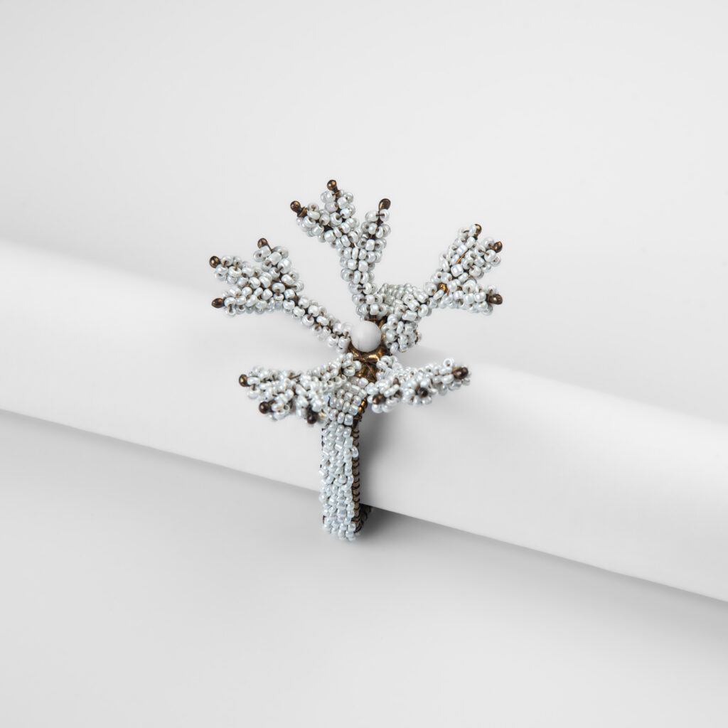Ivory Coral Bead Napkin Ring