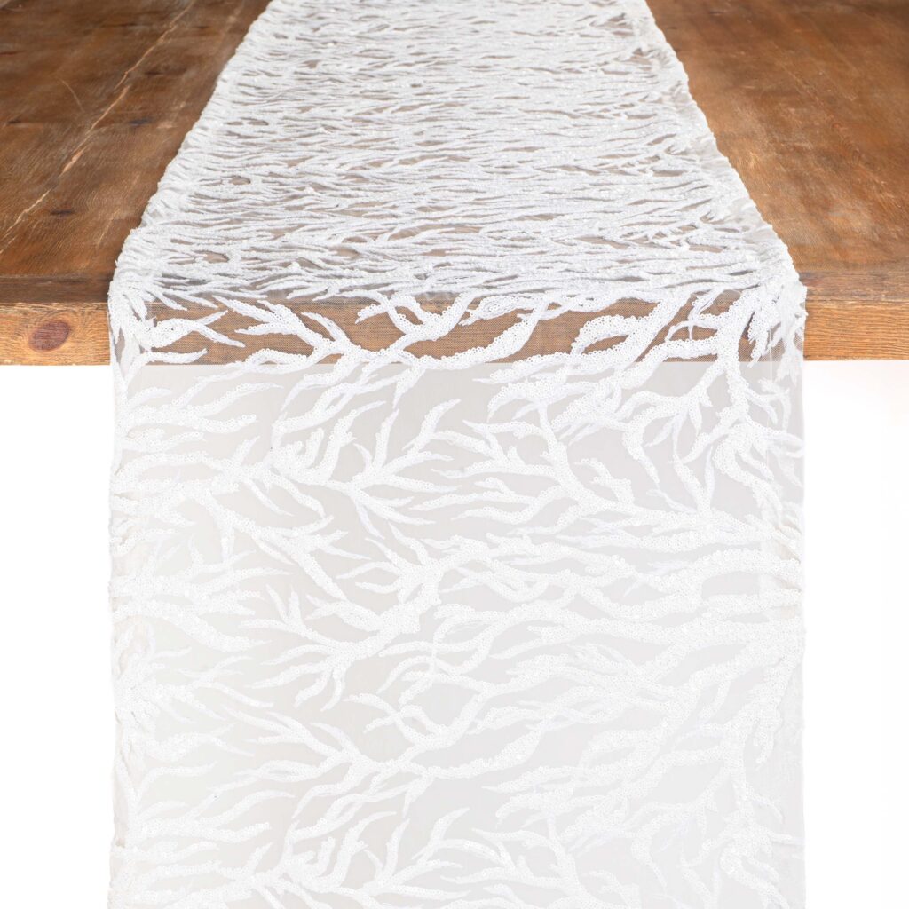 White Coral Sequins Pillow